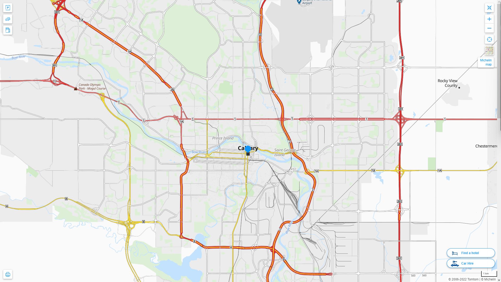 Calgary Highway and Road Map
